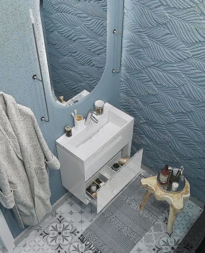 Тумба с раковиной 1MarKa Bumble У90670 60х30 подвесная цвет белый - фото 2