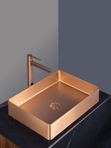 Раковина из нержавеющей стали AltroBagno Astro AltroBagnoAstro001019RaSp 50х40 накладная цвет медь - фото 4