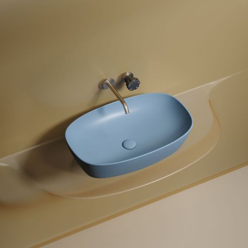 Раковина из сантехнического фарфора Ceramica Nova ELEMENT CN6049ML 60х40 накладная цвет синий без отверстий под смеситель - фото 2