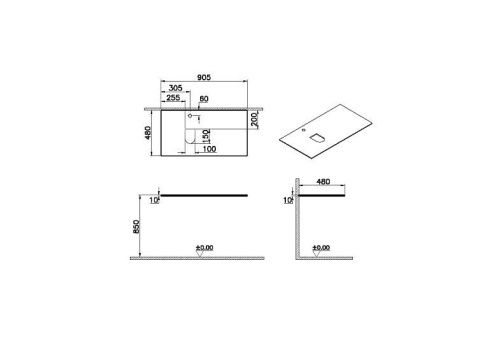 Столешница Vitra Origin 65713 90х50 накладная цвет белый - фото 3