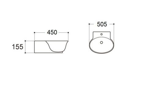 Раковина из сантехнического фарфора Aquatek КЛАССИК AQ5040-00 50х30 подвесная цвет белый 1 отверстие под смеситель - фото 3