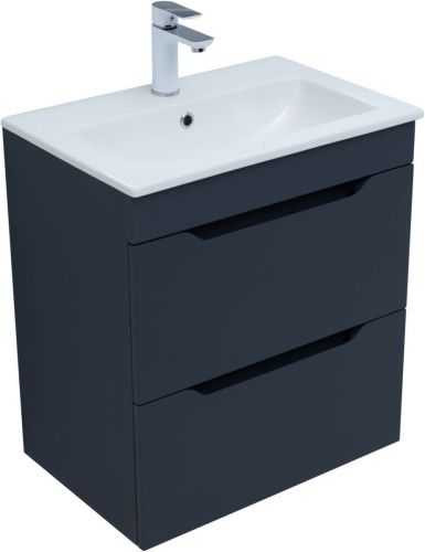 Тумба под раковину Aquanet Практика 00330458 60х40 подвесная цвет синий - фото 4
