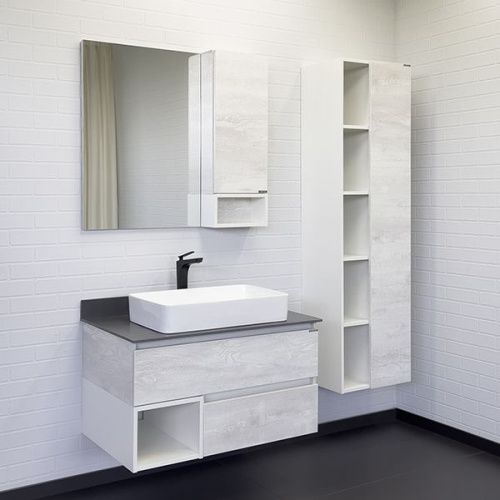 Тумба с раковиной Comforty Прага 00-00014425CF 90х50 подвесная цвет серый - фото 5