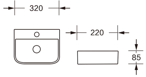Раковина из сантехнического фарфора Milleau PERL MU1010A-GW 30х20 подвесная цвет белый 1 отверстие под смеситель - фото 2