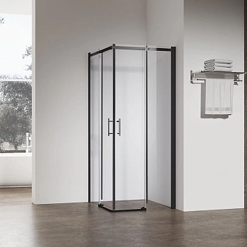 Душевой уголок Veconi Rovigo RV50B-100100-01-C8 100х100 стекло прозрачное профиль черный без поддона
