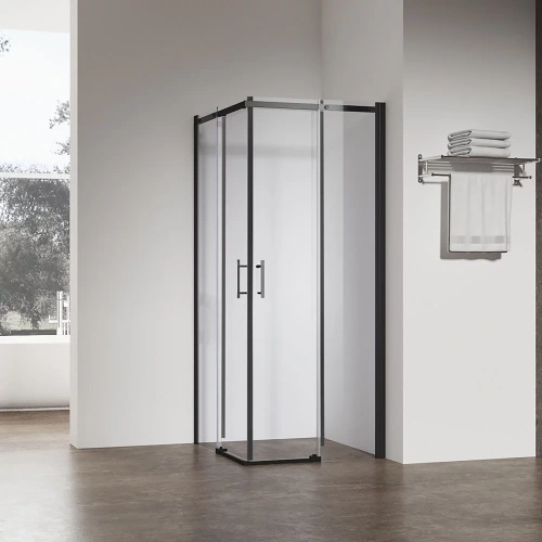 Душевой уголок Veconi Rovigo RV50B-9090-01-C8 90х90 стекло прозрачное профиль черный без поддона
