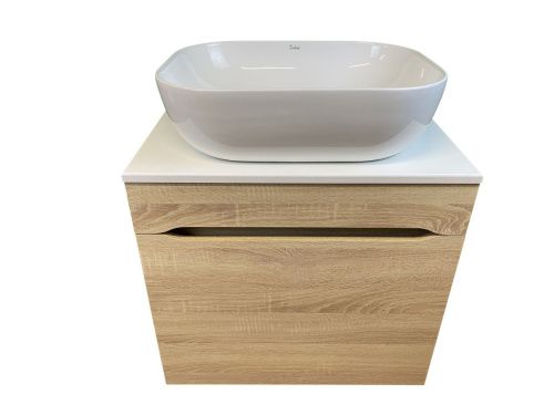 Тумба с раковиной Sintesi STL.W7015_SIN-LVB-APP-403 60х60 подвесная цвет бежевый - фото 4
