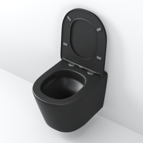 Унитаз подвесной Grossman Торнадо GR-4477BMSQ черный с сиденьем микролифт безободковый смыв торнадо - фото 5