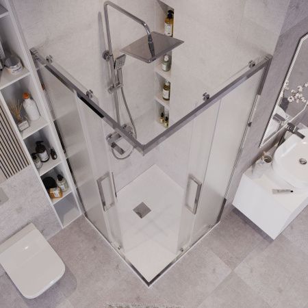 Душевой уголок Grossman Cosmo 300.K33.02.8080.10.02 80х80 стекло текстурное профиль хром без поддона