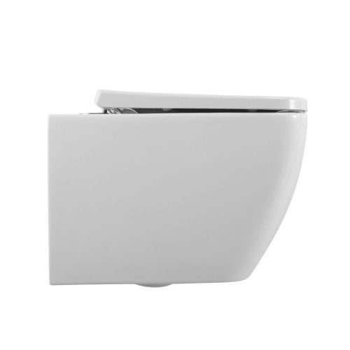 Унитаз подвесной Art&Max Maxima AM010CHR/AM2032SC белый с сиденьем микролифт каскадный смыв - фото 2