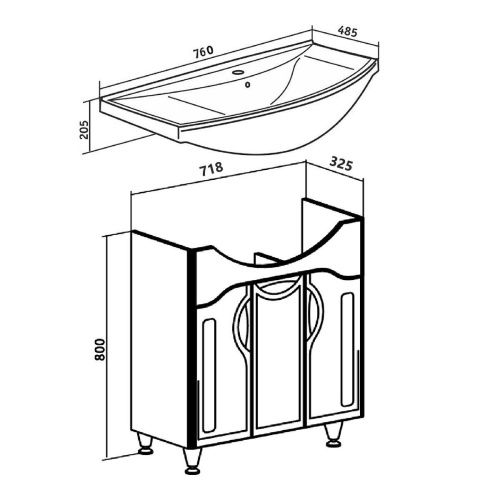 Тумба под раковину Runo ТОЛЕДО 00000001039 70х30 напольная цвет белый - фото 3