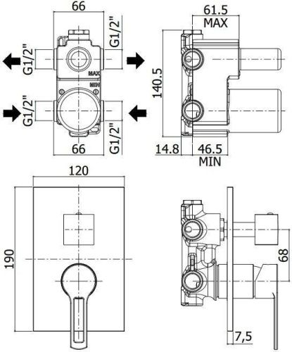 Смеситель для душа Paffoni Ringo RIN018CR встраиваемый в стену хром - фото 2