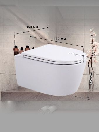 Унитаз подвесной Sintesi SIN-TS-DNT-191 белый безободковый с сиденьем микролифт каскадный смыв