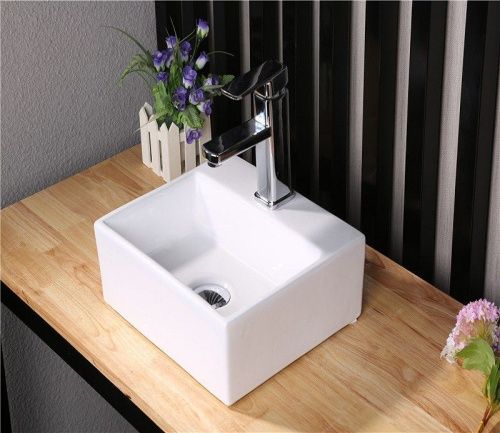 Раковина из сантехнического фаянса CeramaLux 9135 30х30 накладная цвет белый 1 отверстие под смеситель - фото 5