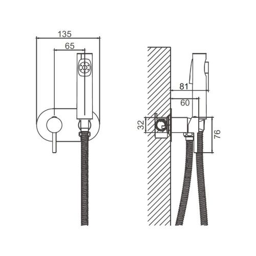 Гигиенический душ со смесителем Belz B807 B55807-3 оружейная сталь - фото 3