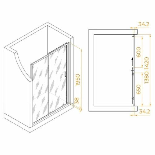 Душевая дверь RGW Passage 41081414-14 140х195 стекло прозрачное профиль черный - фото 2