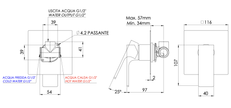 Смеситель для душа Mariani Rebel B00179RE встраиваемый в стену хром