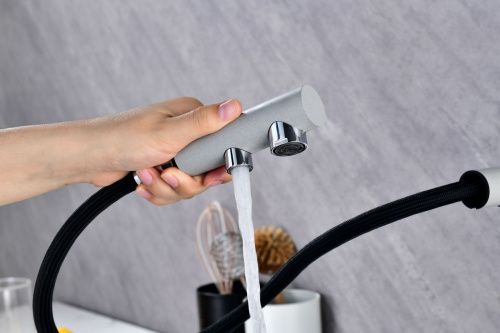 Смеситель для кухни Paulmark SERPENTINE Se213222-GRS на мойку серый - фото 5