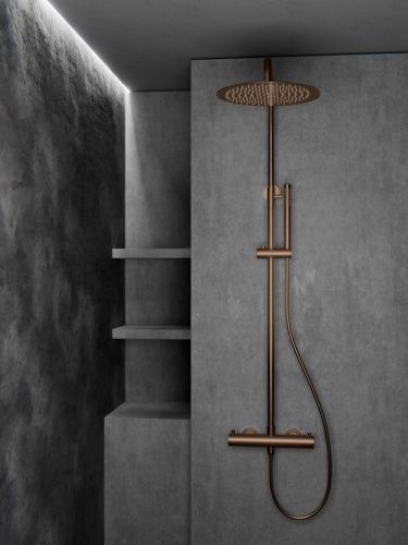 Душевая стойка Knotlor SS-24/RB настенная цвет бронза с термостатом - фото 4