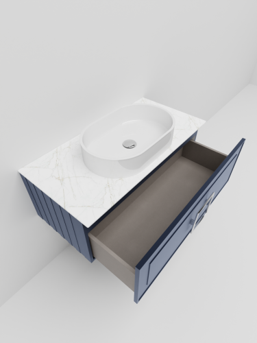 Тумба со столешницей La Fenice CUBO NFNC-01-CUB-BG-100-3-GG 100х50 подвесная цвет синий - фото 4