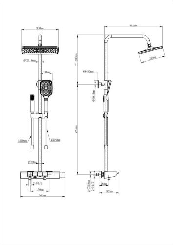 Душевая стойка Wonzon & Woghand Muse WW-B4174-MW настенная цвет белый с термостатом - фото 2