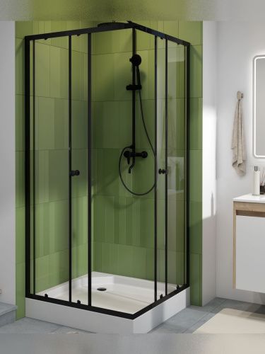 Душевой уголок Teymi Helmi T00604 90х90 стекло прозрачное профиль черный с поддоном - фото 4