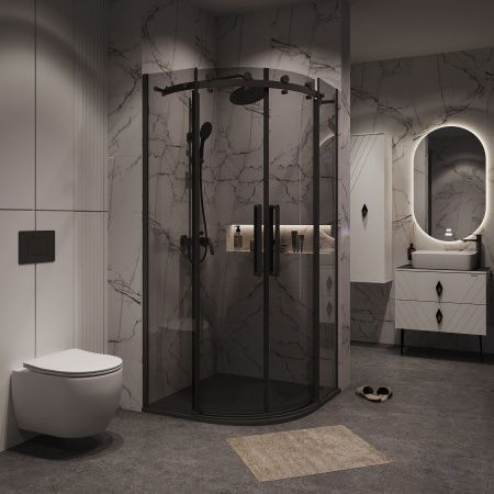 Душевой уголок Grossman Classic 301.K33.04.1010.21.10 100х100 стекло тонированное профиль черный без поддона