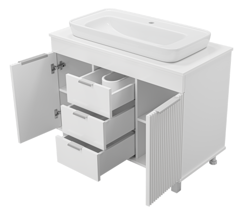 Тумба под раковину Brevita Enfida ENF-06100-0143Я 100х50 напольная цвет белый - фото 4