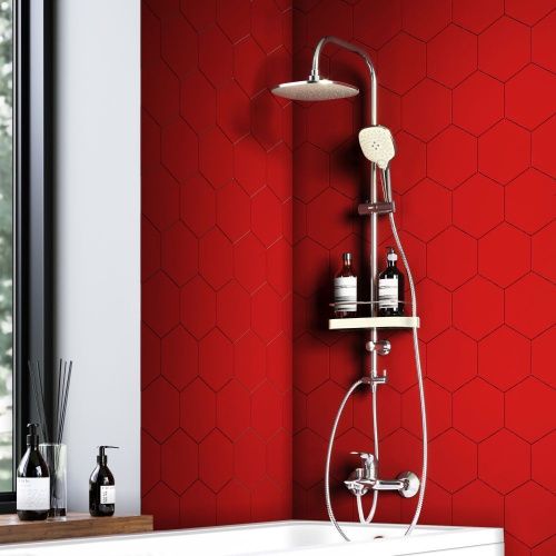 Душевая стойка Dorff Prime D0740000 настенная цвет белый/хром