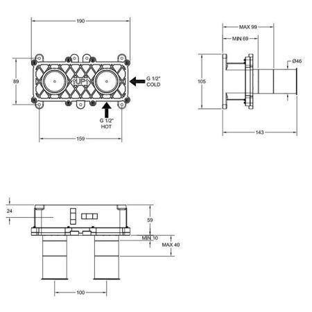 Встраиваемая часть для смесителя с изливом Gessi PARTI INCASSO 54198#239