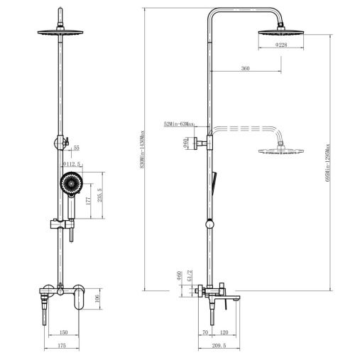 Душевая стойка Fashun A2488 настенная цвет хром - фото 3