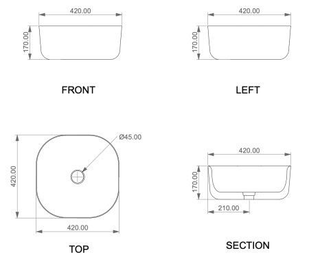 Раковина керамическая GSG Ceramic Design Hit! HILAVQU42000 40х40 накладная цвет белый без отверстий под смеситель