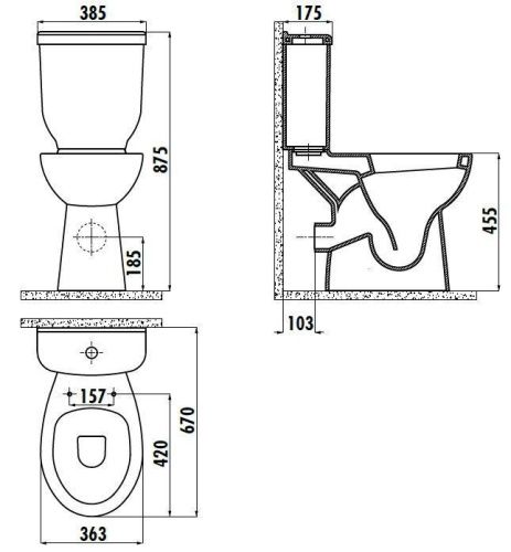 Чаша унитаза напольная Creavit BD315-00CB00E-0000 цвет белый без бачка без сиденья душевой смыв - фото 2