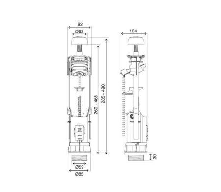 Арматура для бачка унитаза Oli ATLAS+UNI BOTTOM 122540
