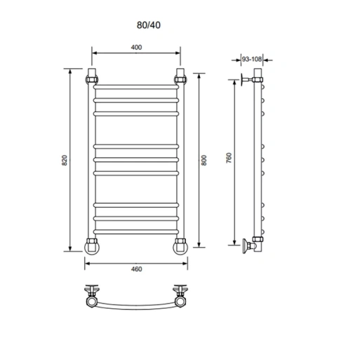 Полотенцесушитель водяной Veconi Nemi-A N8040GR-A 40х80 серый - фото 3