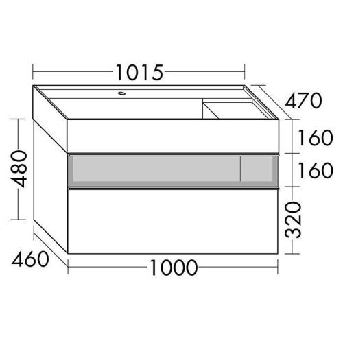 Тумба с раковиной Burgbad Yumo SFKL102 F3193 G0179 C0001*1 100х50 подвесная цвет белый - фото 2