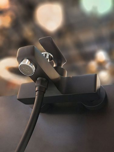 Смеситель для ванны AltroBagno Aperto AltroBagnoAperto0211NeOp настенный черный - фото 5