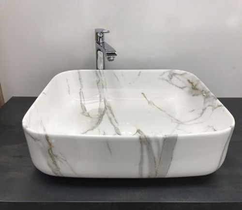 Раковина из сантехнического фаянса CeramaLux 190 50х40 накладная цвет белый без отверстий под смеситель - фото 2