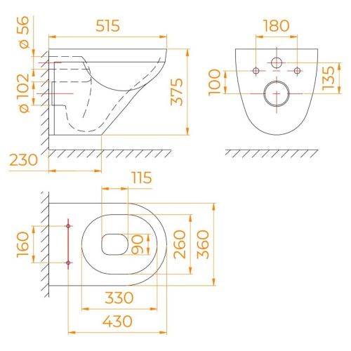 Унитаз подвесной RGW 68420460-01 белый с сиденьем микролифт безободковый каскадный смыв - фото 3
