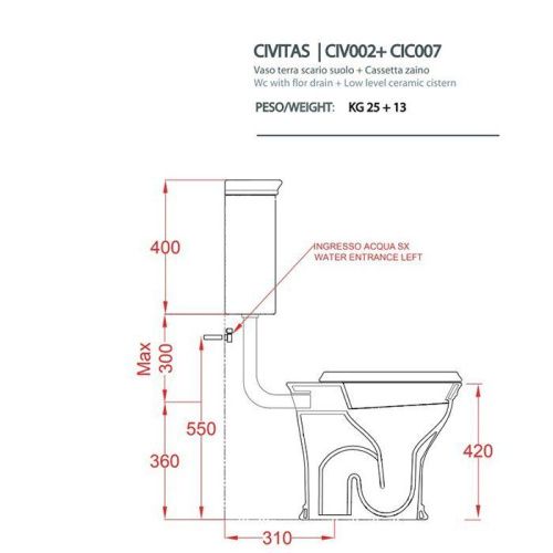 Бачок для унитаза Artceram CIVITAS CIC007 34 00 - фото 2