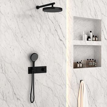 Душевая система Vincea VSFW-422TI2MB встраиваемая в стену цвет черный с термостатом