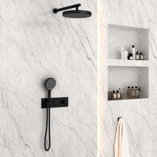 Душевая система Vincea VSFW-422TI2MB встраиваемая в стену цвет черный с термостатом