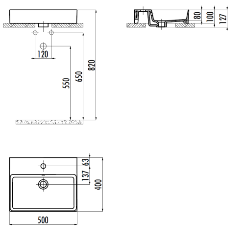 Раковина из сантехнического фарфора Creavit Volga VX242-00CB00E-0000 50х40 накладная цвет белый - фото 2