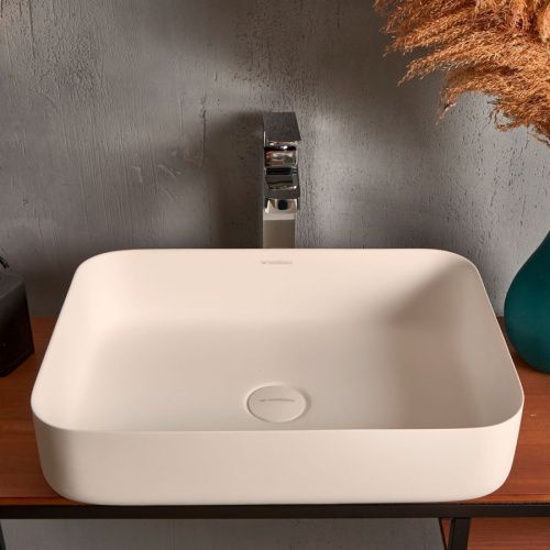 Раковина из искусственного камня MonteBianco Loreto lungo 495 12017 50х40 накладная цвет белый без отверстий под смеситель - фото 3