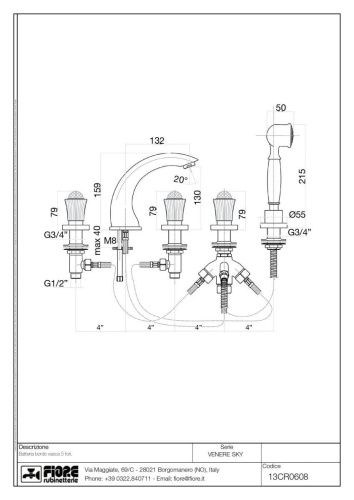 Смеситель Fiore Venere Sky 13CR0608 на борт ванны хром - фото 2