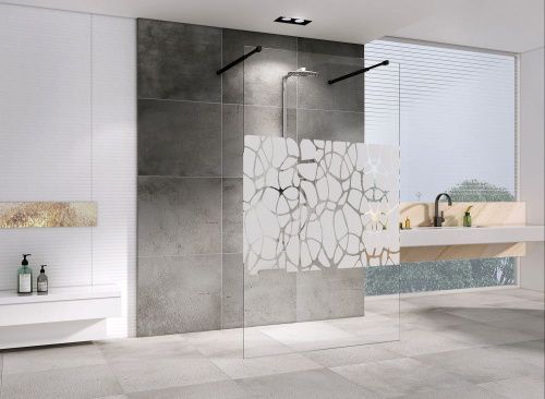 Душевая перегородка Abber Immer Offen AG68100BF8 100х200 стекло с рисунком профиль черный - фото 2