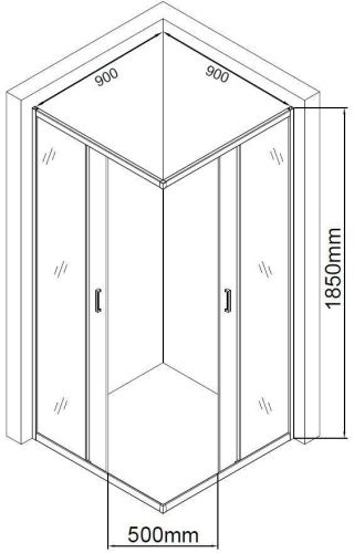 Душевой уголок Aquanet 00270063 90х90 стекло прозрачное профиль хром без поддона - фото 3