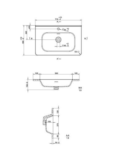 Раковина керамическая Uperwood Monica RMonica80wg 80х50 полувстраиваемая цвет белый - фото 2