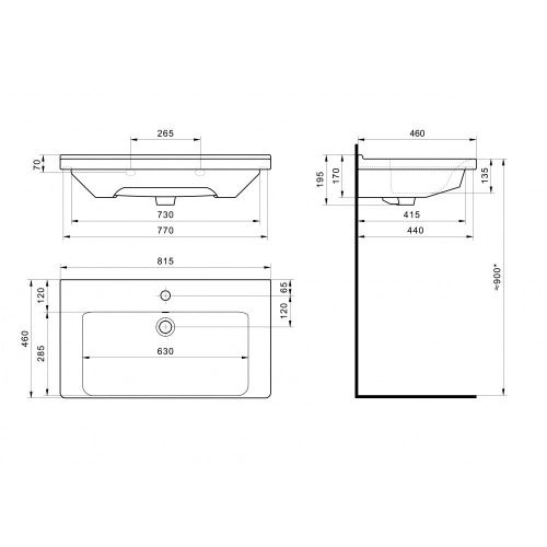 Раковина керамическая Onika Миранда 1WH302251 80х50 накладная цвет белый 1 отверстие под смеситель - фото 3