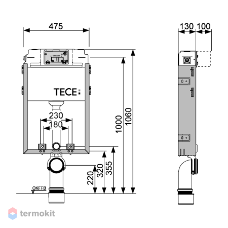 Модуль для установки унитаза на капитальную стену Tece TECEprofil 9370300